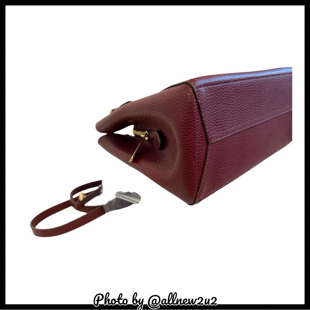 Michael Kors Kimberly Small Leather Satchel Crossbody Bag Merlot W/ Gold Hdw - Picture 10 of 14